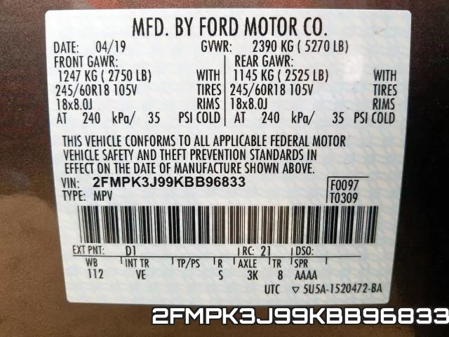2FMPK3J99KBB96833 фото 2