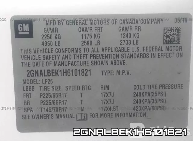 2GNALBEK1H6101821 фото 8