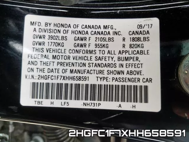 2HGFC1F7XHH658591 фото 2