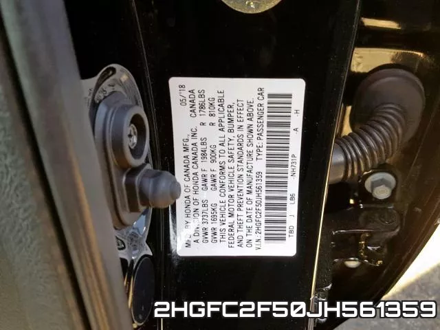 2HGFC2F50JH561359 фото 2
