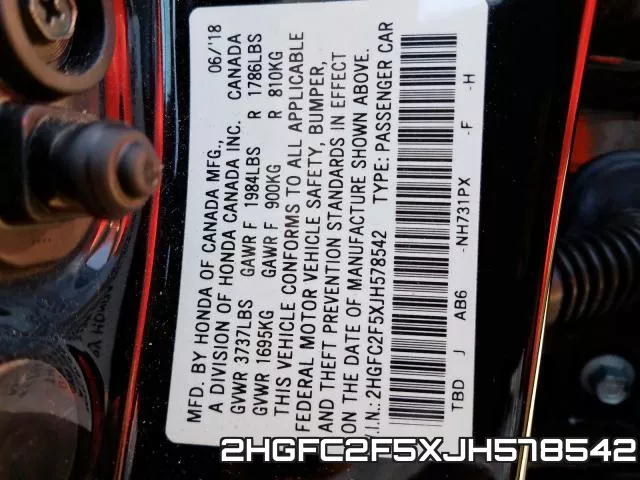 2HGFC2F5XJH578542 фото 2