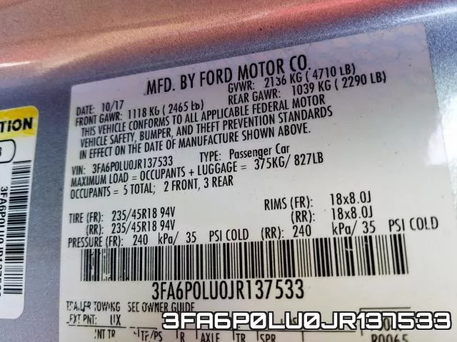 3FA6P0LU0JR137533 фото 2