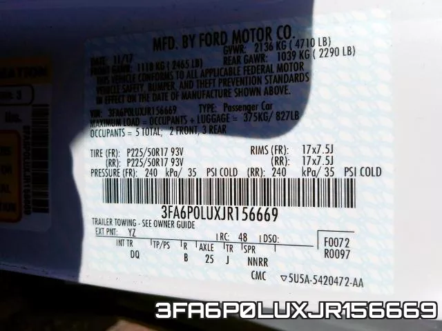 3FA6P0LUXJR156669 фото 2