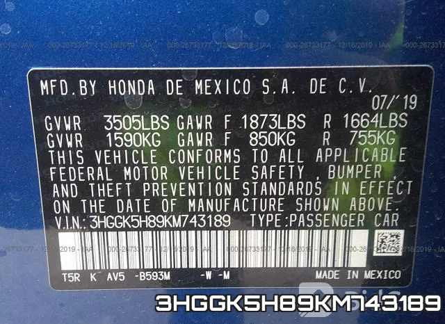 3HGGK5H89KM743189 фото 7
