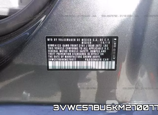 3VWC57BU6KM270077 фото 8