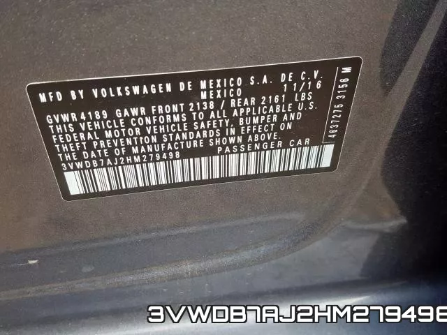 3VWDB7AJ2HM279498 фото 2