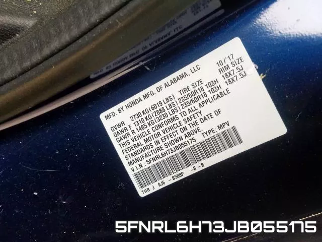 5FNRL6H73JB055175 фото 2
