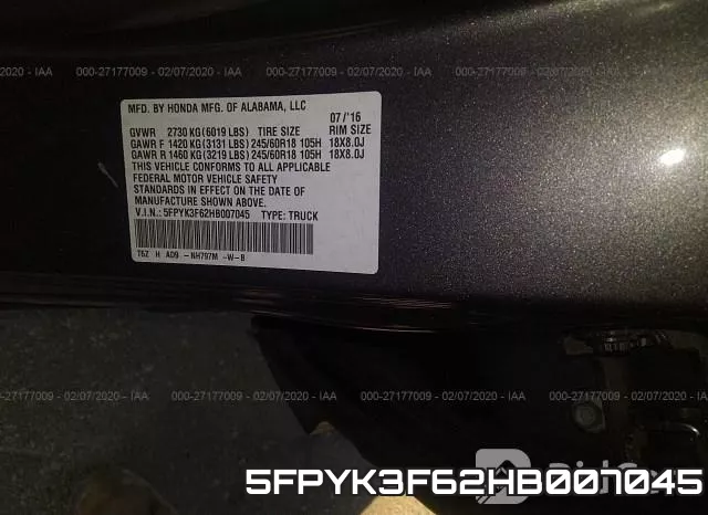 5FPYK3F62HB007045 фото 6