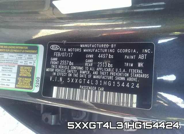 5XXGT4L31HG154424 фото 4