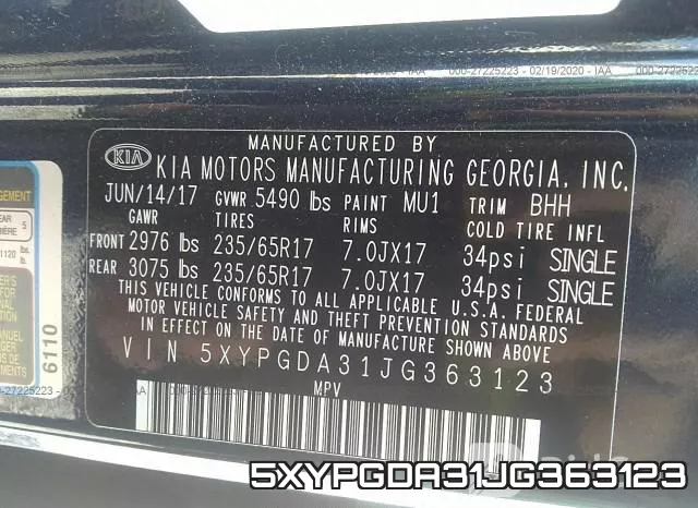 5XYPGDA31JG363123 фото 8