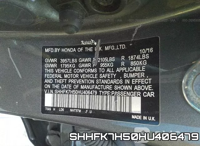 SHHFK7H50HU406479 фото 8