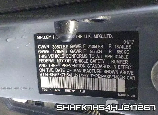 SHHFK7H54HU217267 фото 7