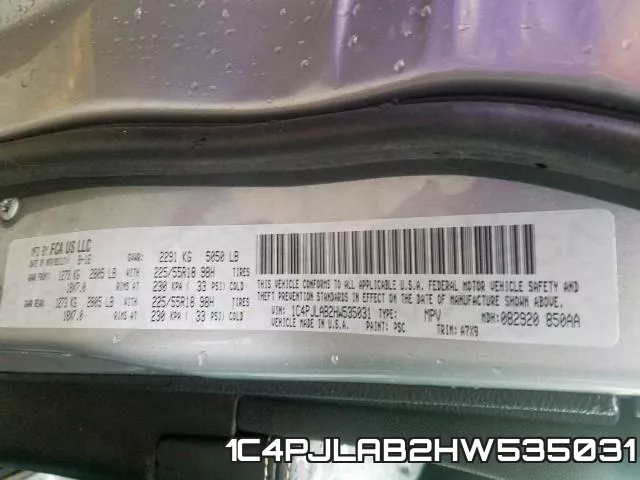 1C4PJLAB2HW535031 фото 2