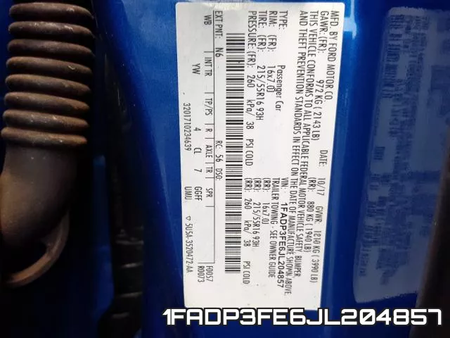 1FADP3FE6JL204857 фото 2