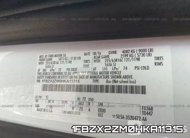 1FBZX2ZM0HKA11315 фото 5