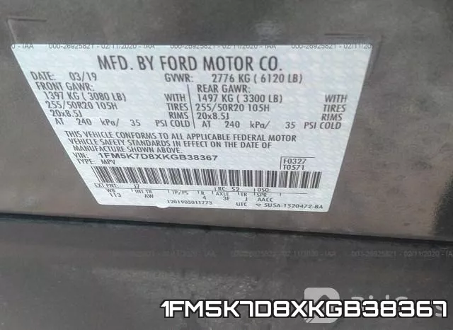 1FM5K7D8XKGB38367 фото 8