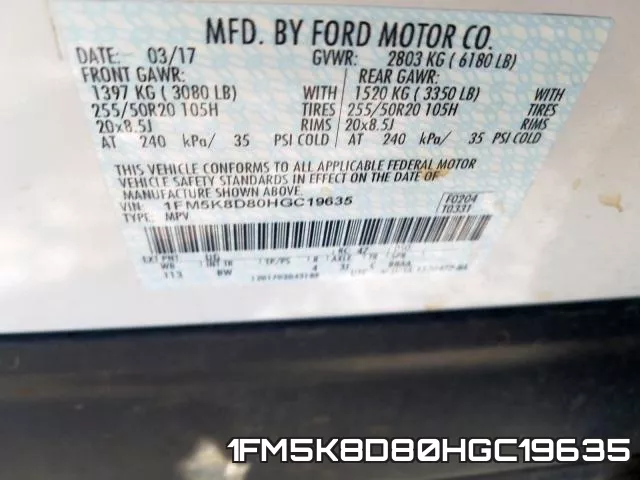 1FM5K8D80HGC19635 фото 2