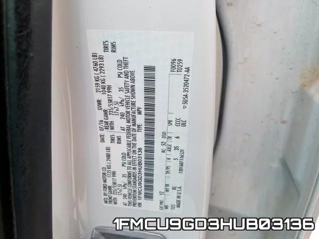 1FMCU9GD3HUB03136 фото 2