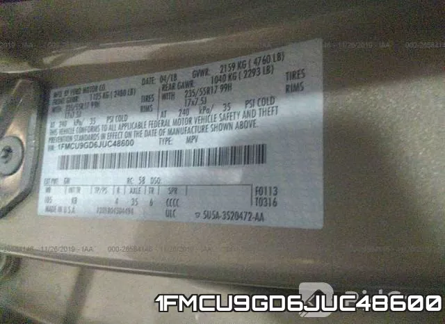1FMCU9GD6JUC48600 фото 8