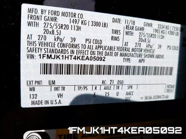 1FMJK1HT4KEA05092 фото 2