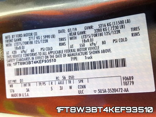 1FT8W3BT4KEF93510 фото 2