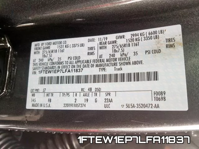 1FTEW1EP7LFA11837 фото 2