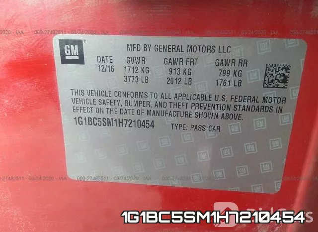 1G1BC5SM1H7210454 фото 5