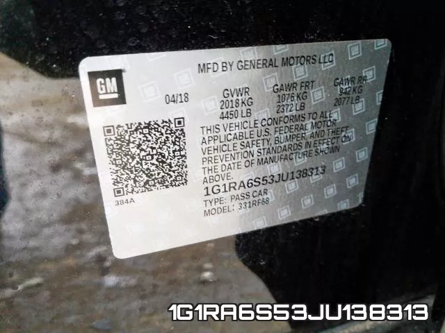 1G1RA6S53JU138313 фото 2