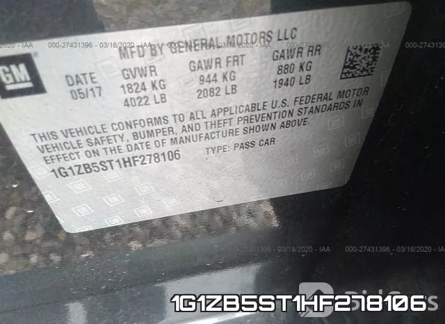 1G1ZB5ST1HF278106 фото 5
