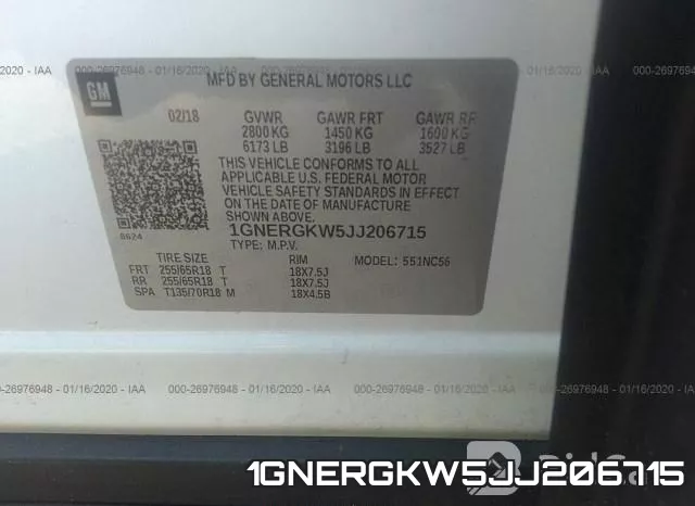 1GNERGKW5JJ206715 фото 9