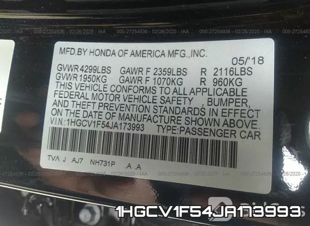 1HGCV1F54JA173993 фото 6