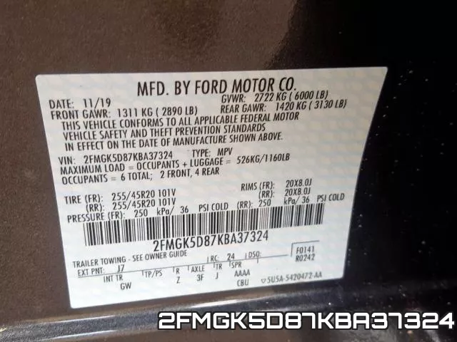 2FMGK5D87KBA37324 фото 2