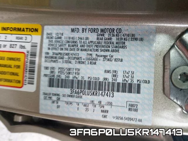 3FA6P0LU5KR147413 фото 2