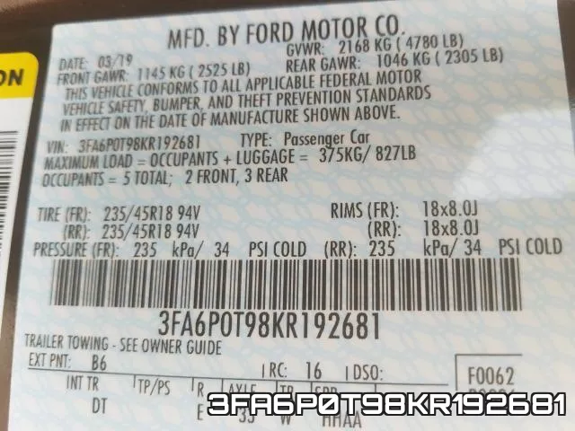 3FA6P0T98KR192681 фото 2
