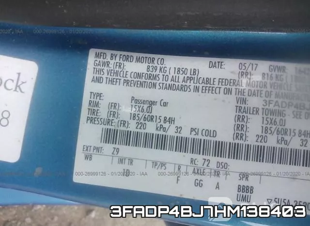 3FADP4BJ7HM138403 фото 5