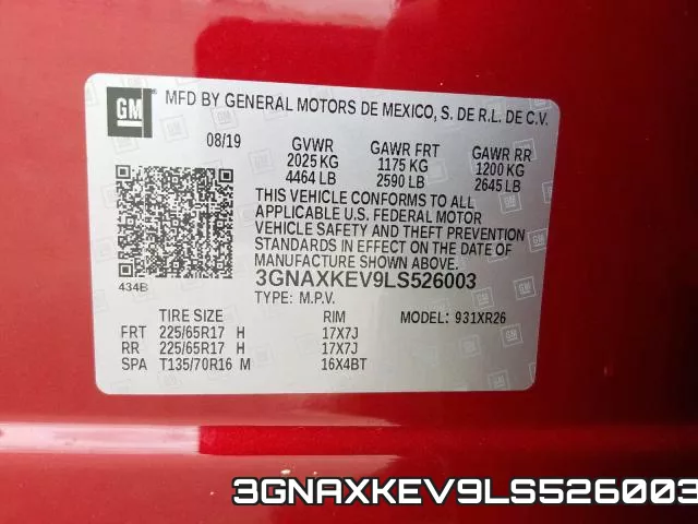 3GNAXKEV9LS526003 фото 2