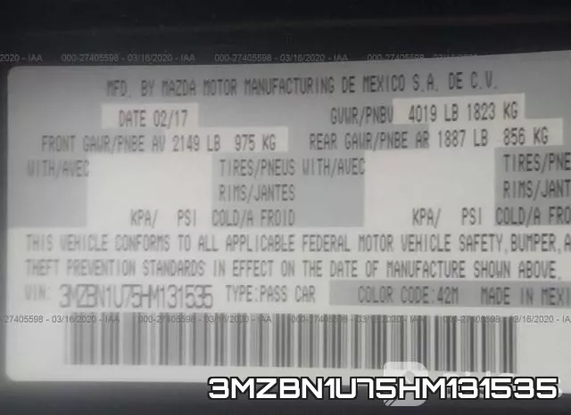 3MZBN1U75HM131535 фото 6