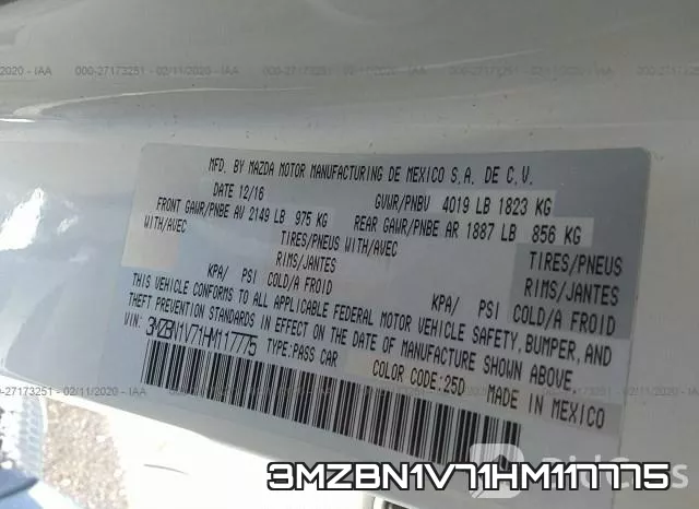 3MZBN1V71HM117775 фото 7