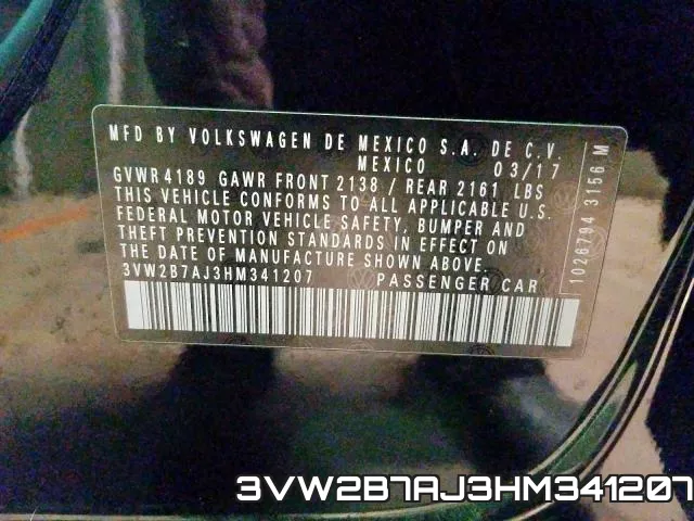 3VW2B7AJ3HM341207 фото 2
