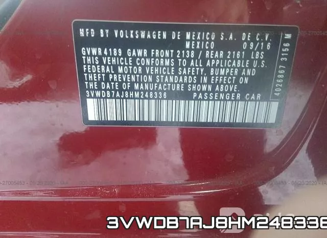 3VWDB7AJ8HM248336 фото 7