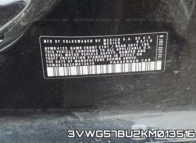 3VWG57BU2KM013516 фото 8