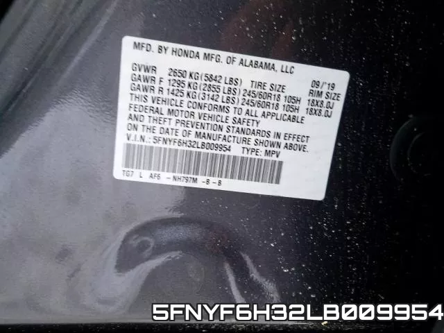 5FNYF6H32LB009954 фото 2