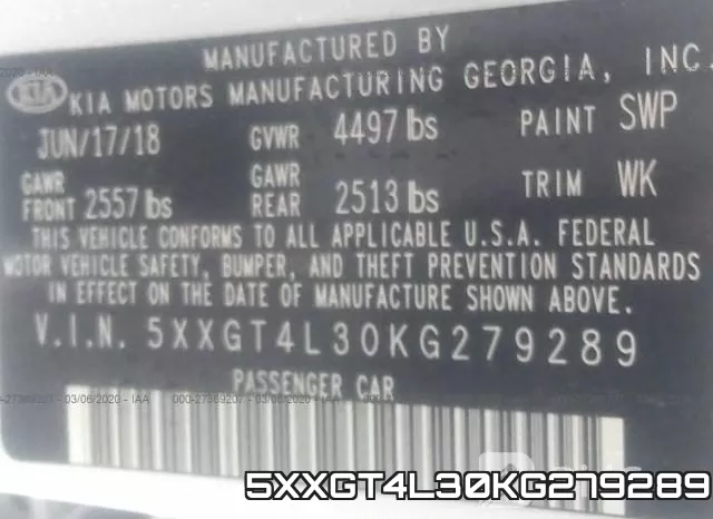 5XXGT4L30KG279289 фото 9