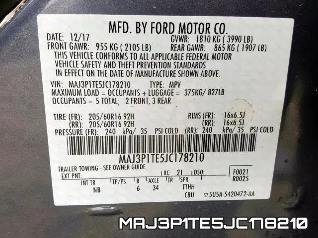 MAJ3P1TE5JC178210 фото 2