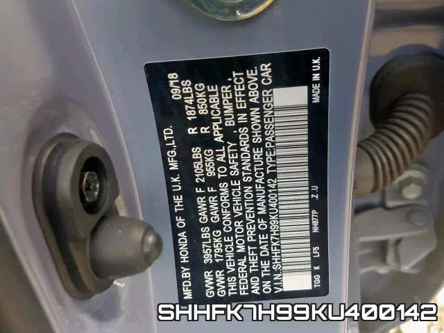 SHHFK7H99KU400142 фото 2