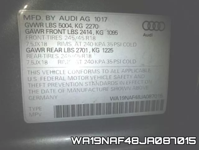 WA19NAF48JA087015 фото 2
