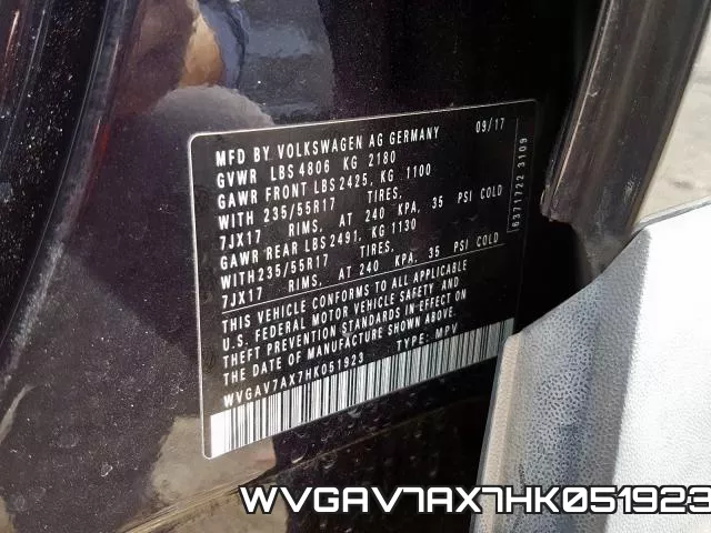 WVGAV7AX7HK051923 фото 2