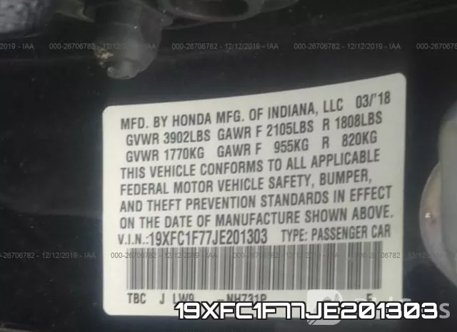 19XFC1F77JE201303 фото 5