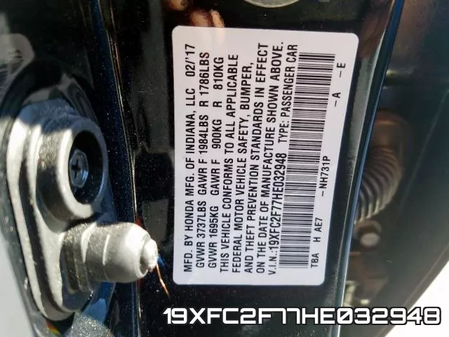 19XFC2F77HE032948 фото 2