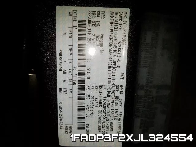 1FADP3F2XJL324554 фото 2
